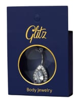 جليتز حلق بطن فضي بالكريستال الموند