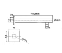 ماسورة جداري مربع 40 سم أسود لوتز / LUTZ