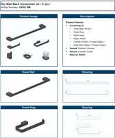 طقم اكسسوار اسود مطفي 6 قطع Elite هزنت / HESANIT
