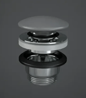 حوض مغسلة بيضوي لون رمادي فوق الرخام مع رأس هراب -...