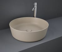 حوض مغسلة دائري لون بيج فوق الرخام 42سم مع رأس هرا...