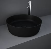 حوض مغسلة دائري لون اسود فوق الرخام 42سم مع رأس هر...