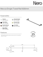 علاقة مناشف مستقيمة 60سم اللون البرونزي المصقول ني...
