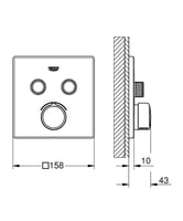 وجه خلاط مربع خطين سيلكت التحكم جروهي / GROHE