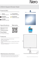 طاسة دش / شاور رأسي 25 سم مربع اللون معدني رمادي ن...