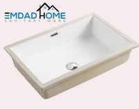 حوض مغسلة مستطيل أبيض تحت الرخام 60 * 40 سم EMDAD
