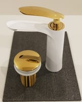 خلاط مغسلة اتوماتيك أبيض - ذهبي SERA