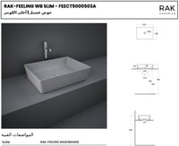 حوض مغسلة مستطيل lلون رمادي فوق الرخام مع رأس هراب...