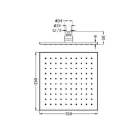 طاسة دش / شاور رأسي 25 سم مربع اللون النيكل المصقو...