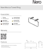 علاقة مناشف مستطيل اللون البرونزي المصقول نيرو / N...