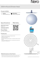 طاسة دش / شاور رأسي 20 سم مدور اللون اسود مطفي نير...