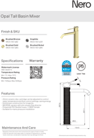 خلاط مغسلة عالي طويل اللون الذهبي المصقول (اوبال)...