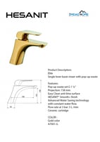 خلاط مغسلة ذهبي لامع ELITE الماني هزنت / HESANIT