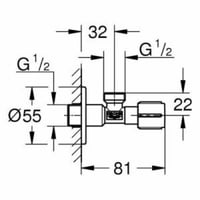 محبس زاوية 1/2-1/2 جروهي / GROHE