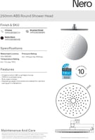 طاسة دش / شاور رأسي 25سم دائري اللون كروم نيرو / N...