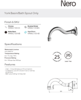 ماسورة 19 سم جدارية اللون النيكل المصقول (يورك تار...
