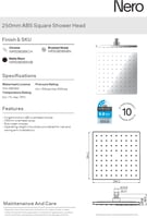 طاسة دش / شاور رأسي 25سم مربع اللون اسود مطفي نيرو...