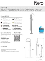 خلاط بانيو ارضي مع سماعة ولي دش دائري اللون البرون...