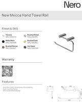 علاقة مناشف مستطيل مفتوح اللون الذهبي المصقول نيرو...