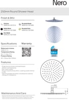 طاسة دش / شاور رأسي 25سم دائري اللون كروم نيرو / N...