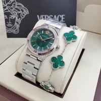 ساعة فرزاتشي فضي اخضر مع اسورة