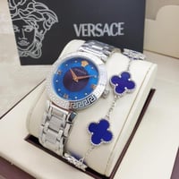 ساعة فرزاتشي فضي كحلي مع اسورة