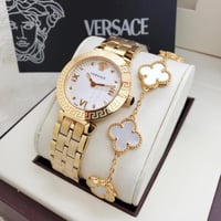 ساعة فرزاتشي ذهبي ابيض مع اسورة