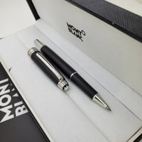 قلم مونت بلانك غطا اسود على فضي مطفي