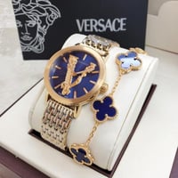 ساعة فرزاتشي ذهبي ازرق مع اسورة