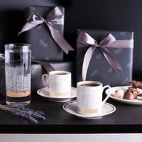 طقم فناجين قهوة بورسلان فاخر مذهب بزخرفة انيقة من...