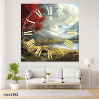 ساعة حائط أكريليك مربعة – شجرة على ضفاف البحيرة