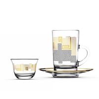 طقم بيالات و فناجين شاي مع فناجين قهوة عربية زجاجي...