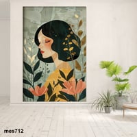 لوحة جدارية مطبوعة على لوح خشب MDF بنقش امرأه