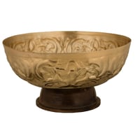 وعاء تقديم بقاعدة خشبية من السيف - لون ذهبي