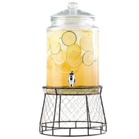 موزع مشروبات زجاج شفاف مع حامل معدني من السيف - سع...