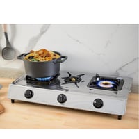 موقد غاز كهربائي ستيل اشعال ذاتي ثلاث شعلات من الس...