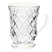 طقم اكواب شاي زجاجية شفافة خط ذهبي من السيف - 6 قط...