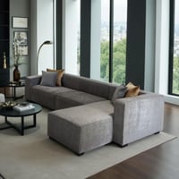 كنب زاوية حرف ال - لون رمادي