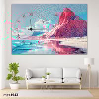 ساعة حائط أكريليك مستطيلة – جبل وردي على شاطئ البح...