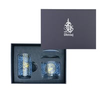 طقم كوب فاخر مع حامل شموع وكوستر بزخرفة انيقة من ا...