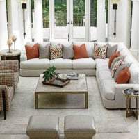 كنب مودرن شكل حرف ال للصاله اللون - رمادي فاتح