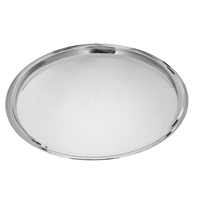 صينية تقديم ستيل دائرية بنهايات منقوشة وحواف ملفوف...