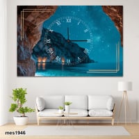 ساعة حائط أكريليك مستطيلة بتصميم طبيعي ليلي رائع