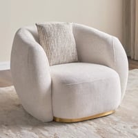 كرسي كتان بذراعين مودرن - لون اوف وايت