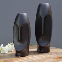 مزهرية على شكل وجه من السيراميك - بمقاسين - لون أس...