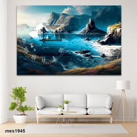 ساعة حائط أكريليك مستطيلة بتصميم مناظر طبيعية ساحل...