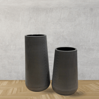 حوض و اصيص نباتات صناعية وطبيعية - رمادي منقط - مق...