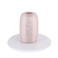 مزهرية زجاجية وردية فاخرة تصميم عصري وفريد بزخفة ب...