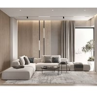 كنب زاوية كتان مودرن - لون بيج