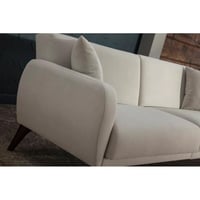 كنبة ثنائي خشب سويدي قوي تصميم مودرن- لون بيج